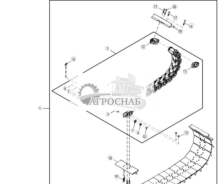 Смазываемая цепь гусеницы с 46 звеньями с башмаками 711 мм (28 дюймов) для тяжелых условий эксплуатации - ST790337 4.jpg